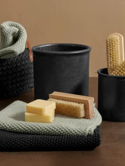 2er set baumwolltuch gestrickt, schwarz