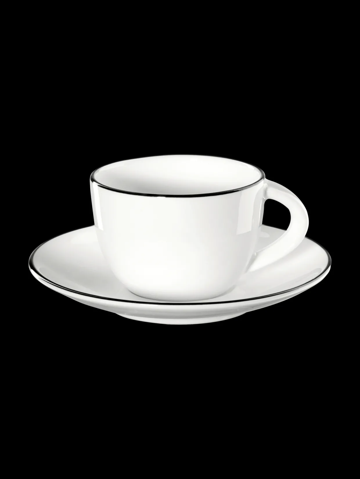 espressotasse mit unterteller, ligne noire